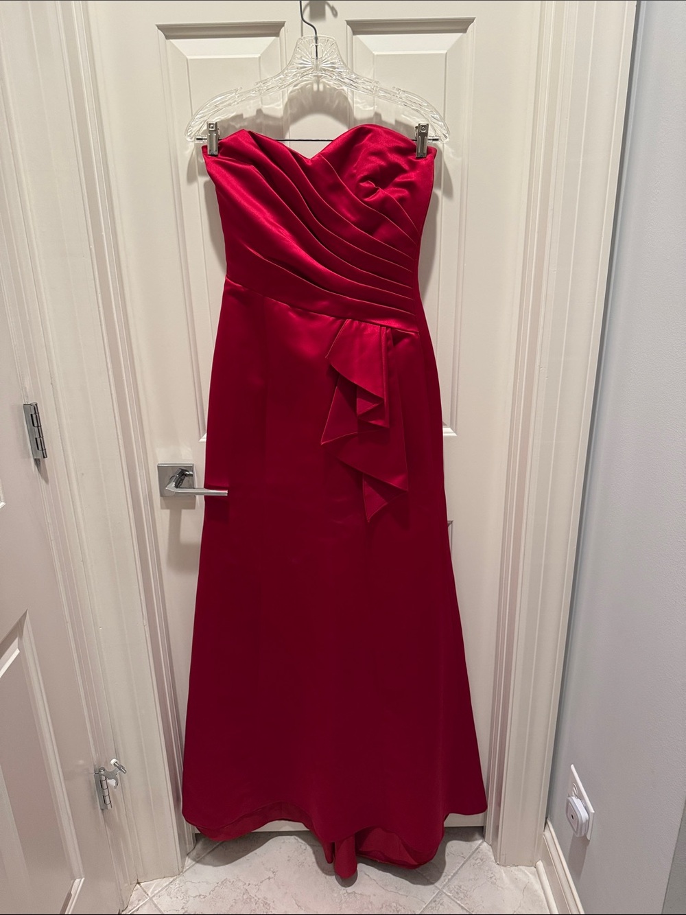 Strapless Red Formal Gown with Sweetheart Bodice